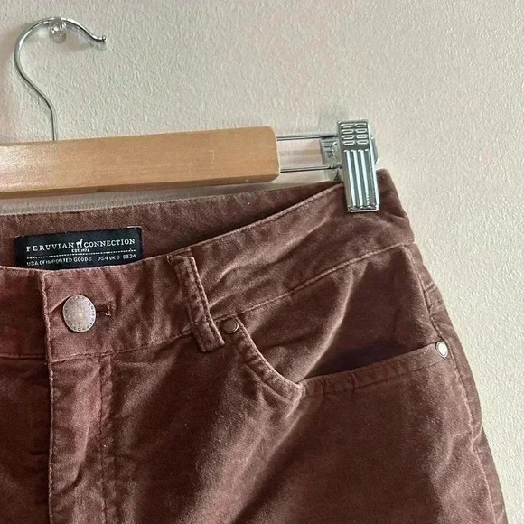 Peruvian Connection Stretchy Velveteen Boot Cut Pants Pecan Brown Women’s Size 4 - Picture 7 of 14